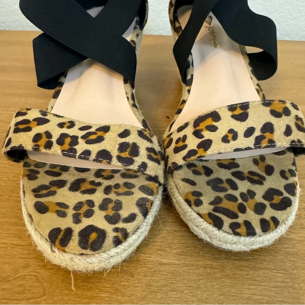 Jolimall Leopard Wedge‎ Espadrille Sandals 8